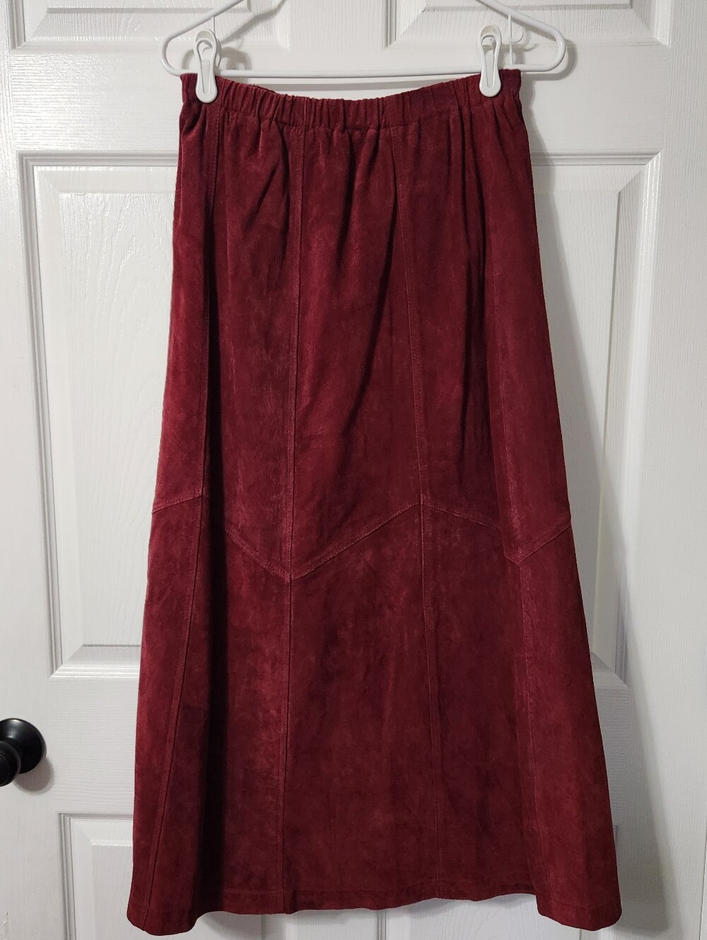 Denim And Company Women's Burgundy Suede A-Line Maxi Skirt, Size S